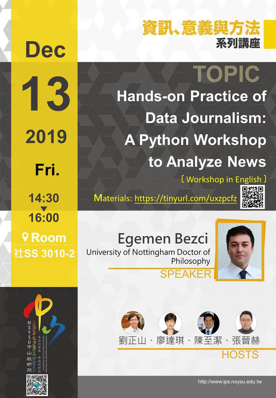 Egemen Bezci :Hands-on Practice of Data Journalism: A Python Workshop to Analyze News
