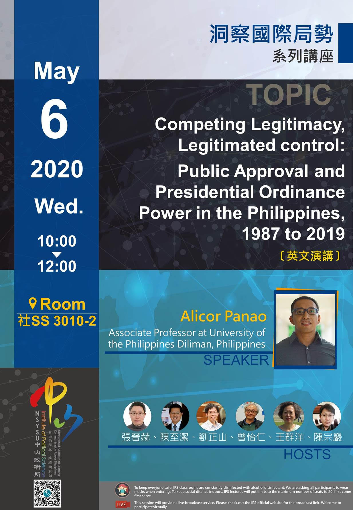 Alicor Panao:Competing Legitimacy, Legitimated control: Public Approval and Presidential Ordinance Power in the Philippines, 1987 to 2019