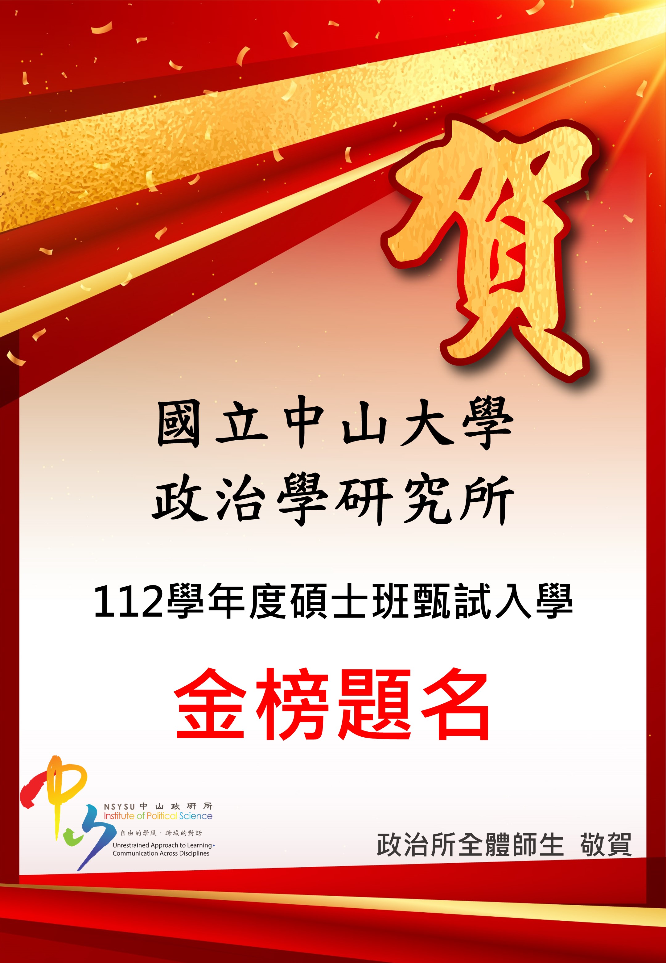 112學年度碩士班甄試入學錄取名單公告